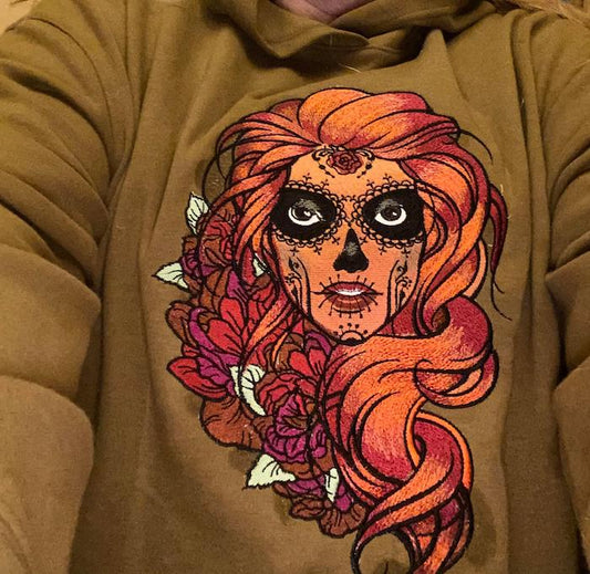 Sugar Skull Rose Embroidery – Artistic Heritage