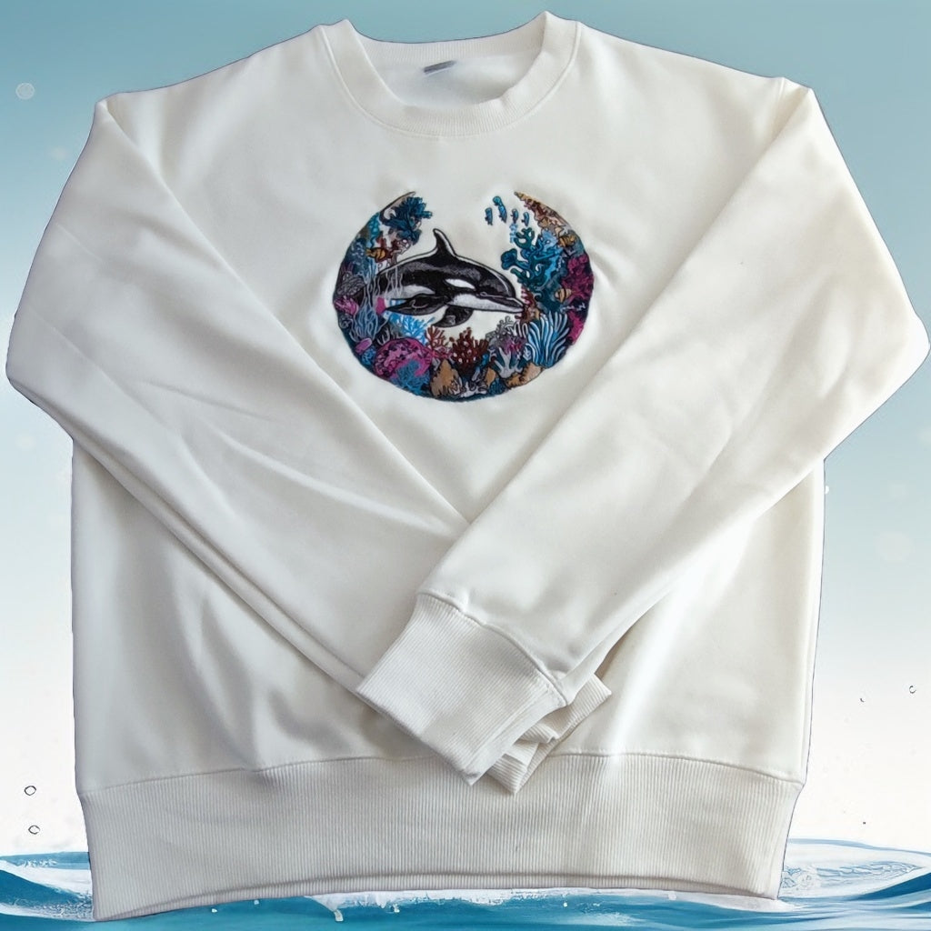 Explore Detailed Elegance with Majestic Orca Embroidery Design
