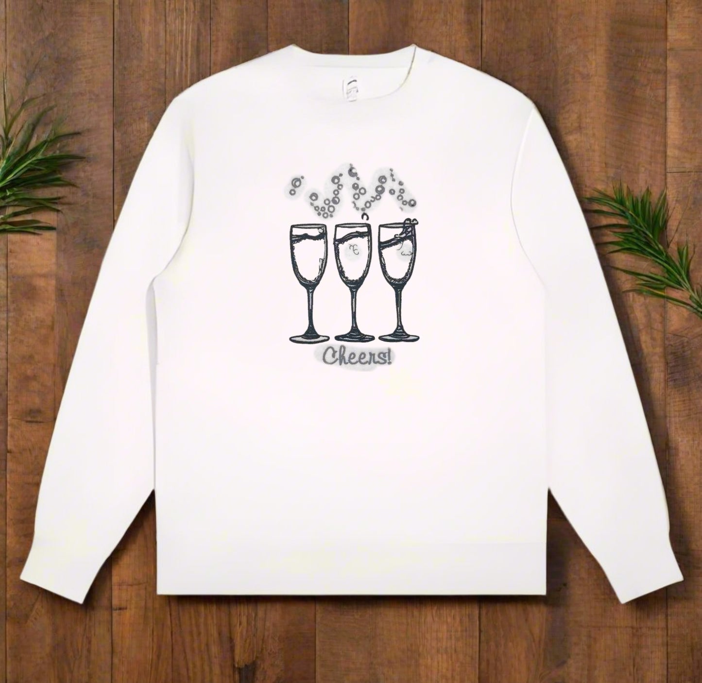 Bubbles & Stitches: Champagne Glasses Embroidered Collection (Sweatshirts, Hoodies & Totes) – Celebrate Every Sip 🥂✨ | Ethically Crafted