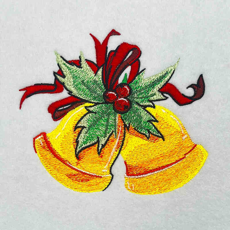 Merry Christmas Bells Embroidery - Holiday Gift