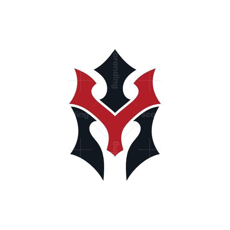Black and red logo on a white background