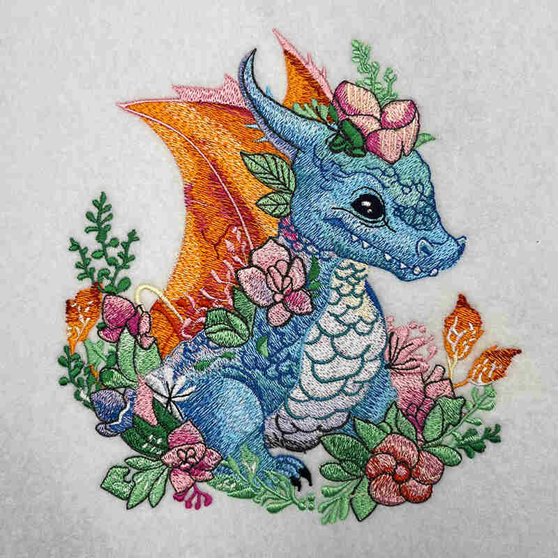 Mythic Blooms: Spring Dragon Embroidered Jute Tote