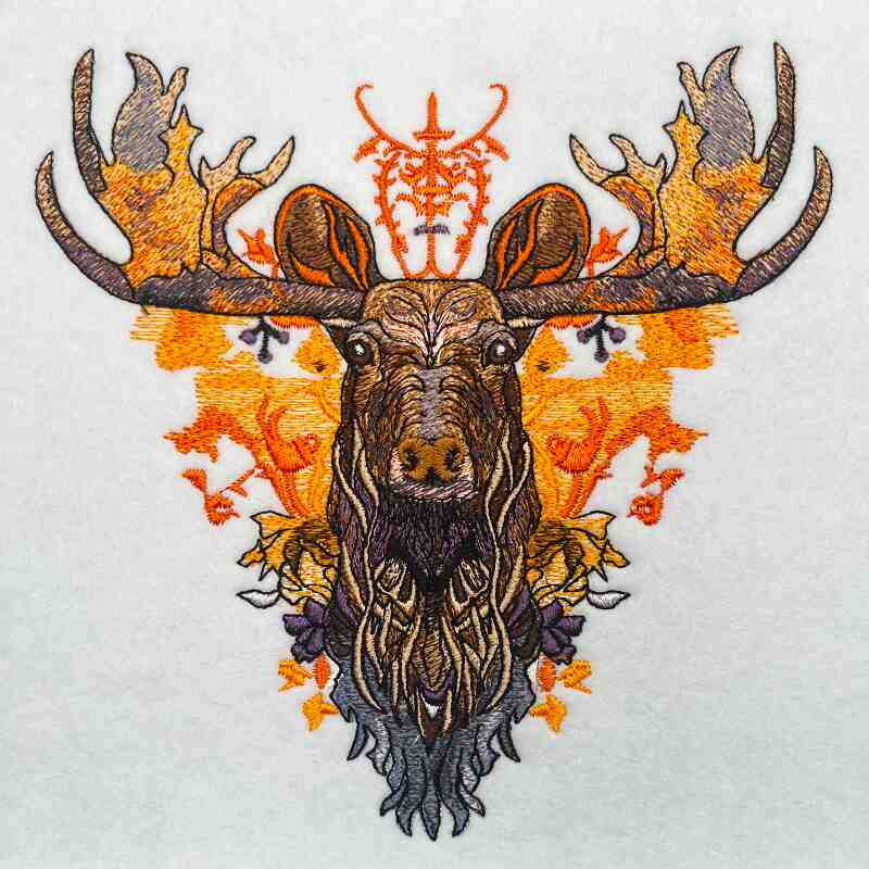 Forest Palette: Vibrant Moose Embroidery Jute Tote – Nature’s Artistry in Thread