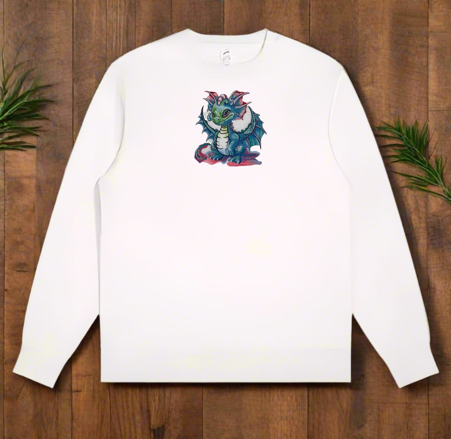 Dragonflight Saga: Whimsical Dragon & Enchanted Forest Embroidered Sweatshirt โ Stitched with Mythic Threads ๐๐ฒ | Solo Artisan Crafted