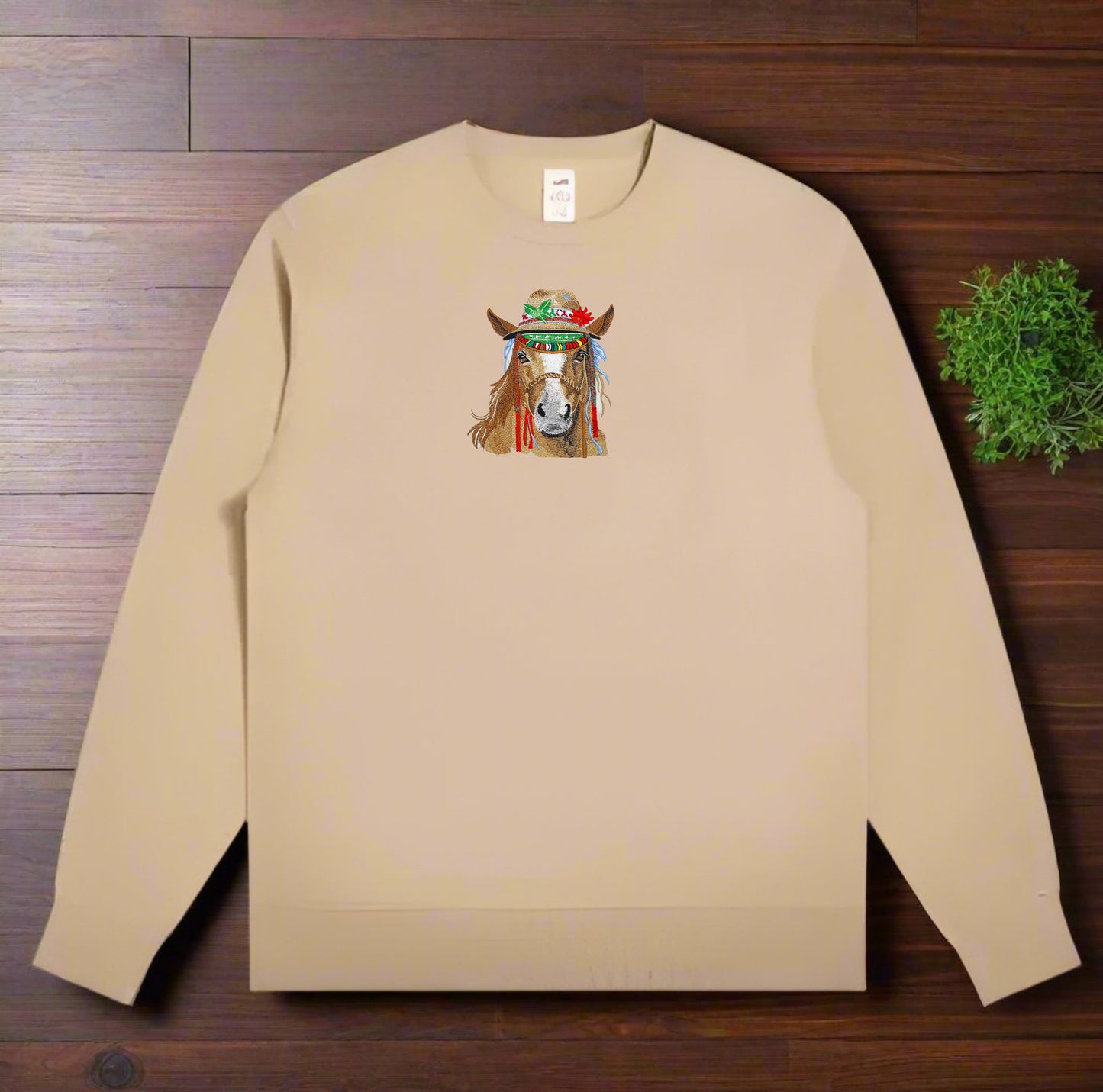 Bohemian Rhapsody: Wild Horse & Mandala Embroidered Sweatshirt – Free Spirit Artistry 🐎🌸 | Solo Artisan Crafted