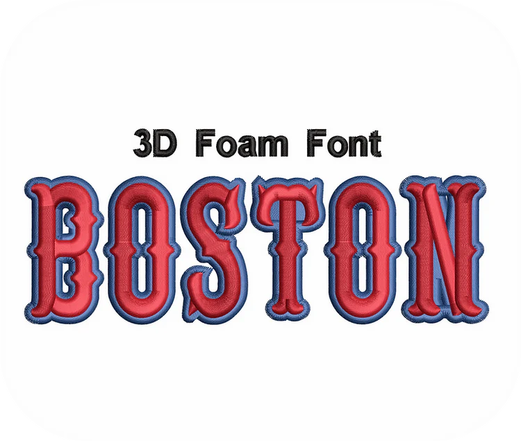 Custom 3D Foam Boston Font Embroidery Design - Athletic & Bold Team Spirit Collection for Sports & Streetwear