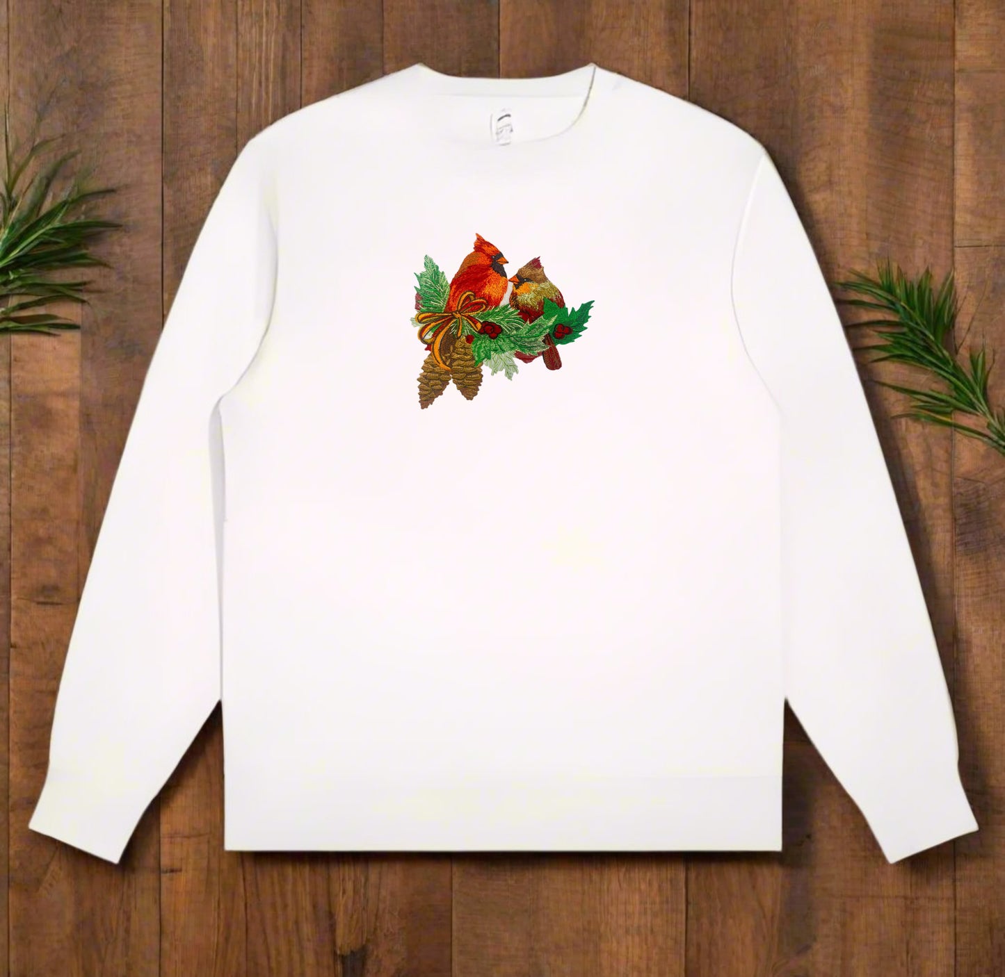 Winter Sanctuary: Cardinal & Pine Embroidered Collection (Sweatshirts, Hoodies & Totes) – Small Biz Crafted, 15% to Wildlife Conservation 🐦🌲 | Glow-in-the-Docknight Wilderness, Ethically Stitched