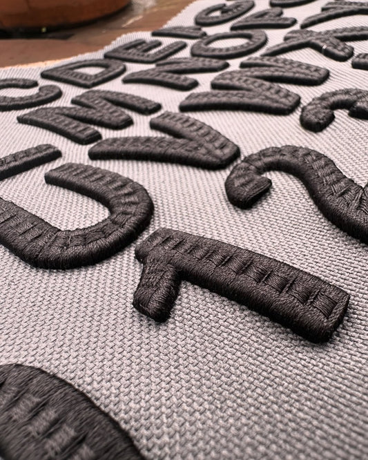 Blackout 3D Puff CrossCenter Chain Stitch Embroidery Font