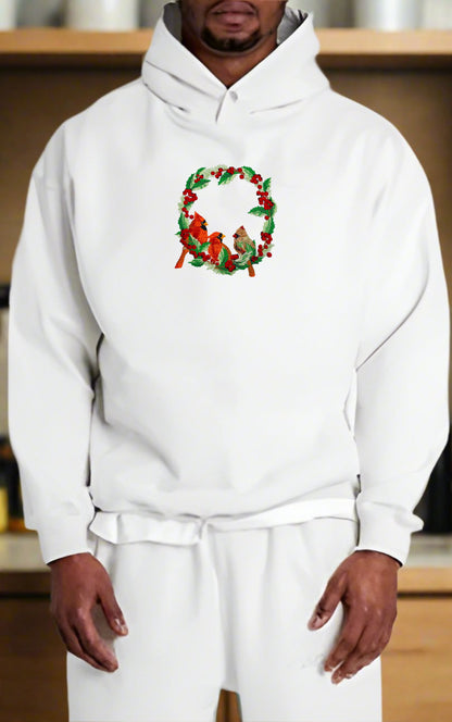 Merry Christmas Cardinal Wreath Embroidery - Holiday Gift