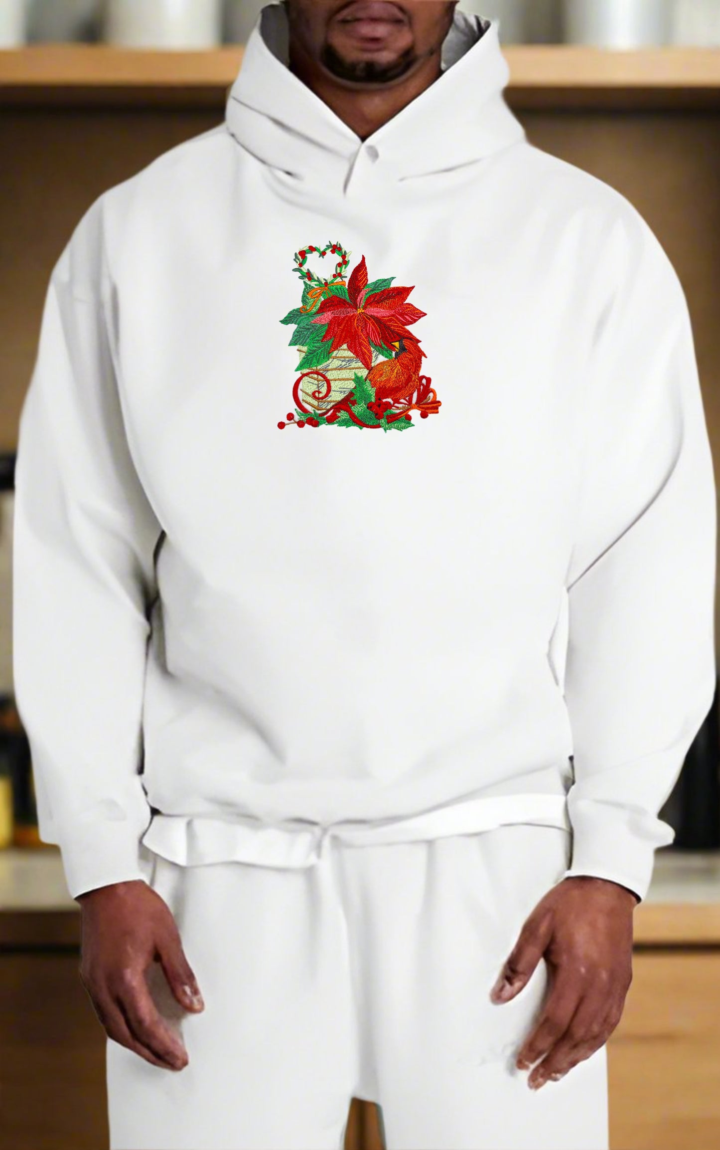 🎄 Cozy Poinsettia & Cardinal Embroidered Collection | Festive Sweatshirt, Hoodie & Jute Handbag | Holiday Fashion & Eco-Friendly Style | Hand-Stitched, Durable & Uniquely Festive 🕊️