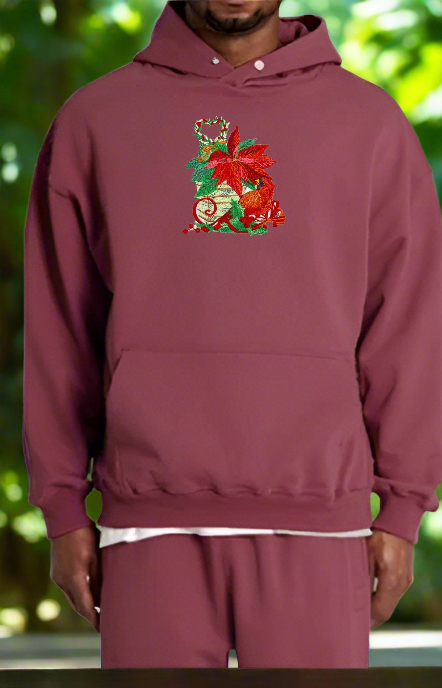 🎄 Cozy Poinsettia & Cardinal Embroidered Collection | Festive Sweatshirt, Hoodie & Jute Handbag | Holiday Fashion & Eco-Friendly Style | Hand-Stitched, Durable & Uniquely Festive 🕊️