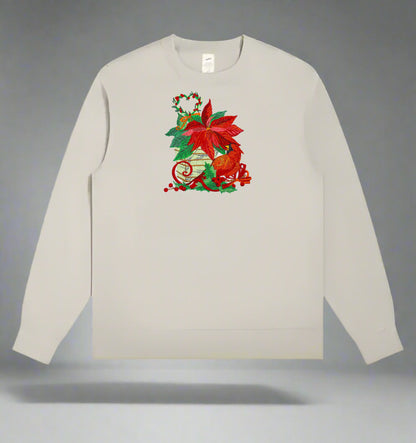 🎄 Cozy Poinsettia & Cardinal Embroidered Collection | Festive Sweatshirt, Hoodie & Jute Handbag | Holiday Fashion & Eco-Friendly Style | Hand-Stitched, Durable & Uniquely Festive 🕊️
