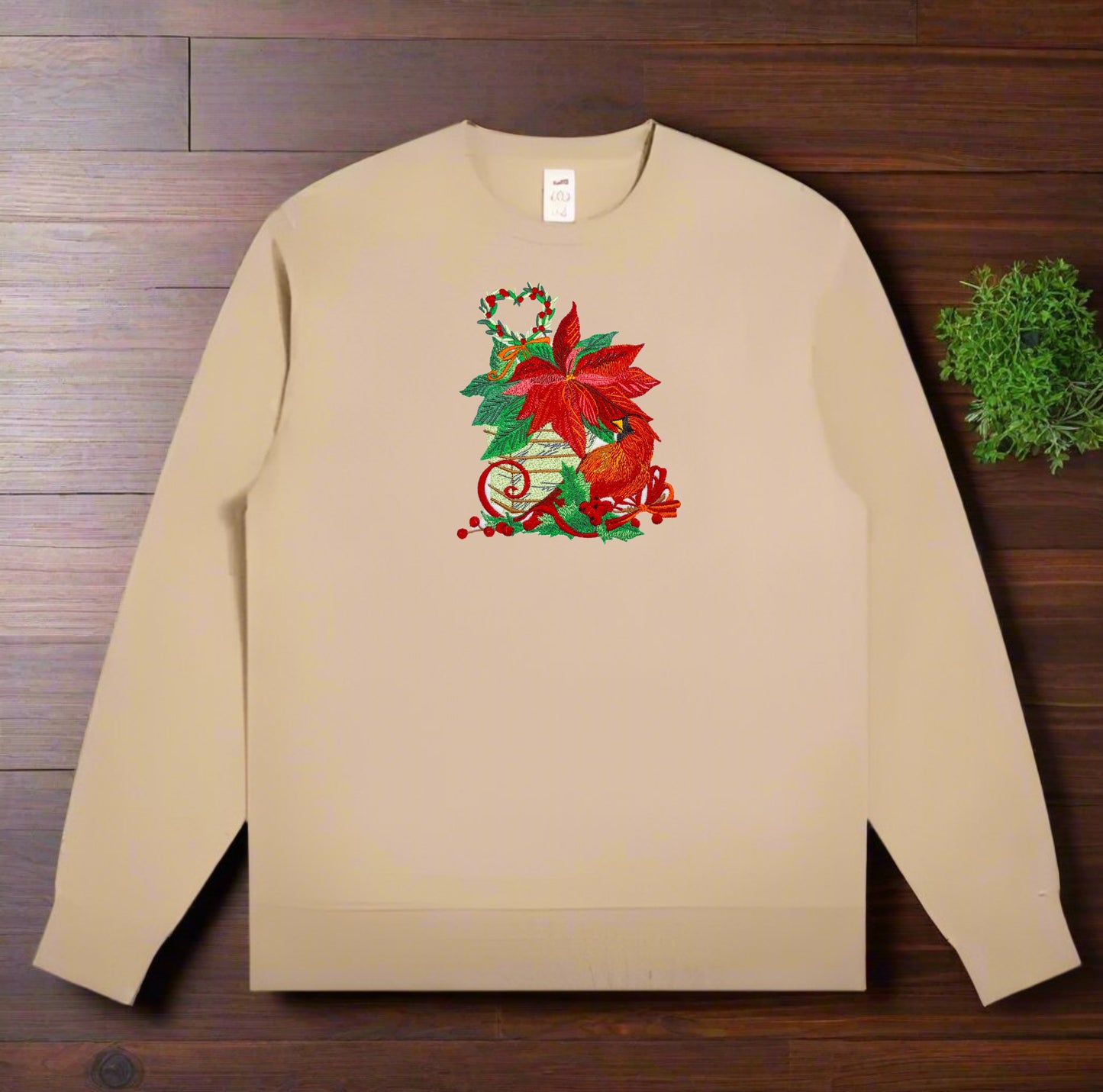 🎄 Cozy Poinsettia & Cardinal Embroidered Collection | Festive Sweatshirt, Hoodie & Jute Handbag | Holiday Fashion & Eco-Friendly Style | Hand-Stitched, Durable & Uniquely Festive 🕊️