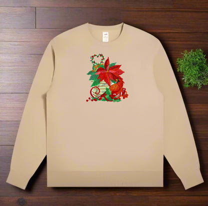 🎄 Cozy Poinsettia & Cardinal Embroidered Collection | Festive Sweatshirt, Hoodie & Jute Handbag | Holiday Fashion & Eco-Friendly Style | Hand-Stitched, Durable & Uniquely Festive 🕊️