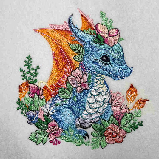 Mythical Spring Dragon & Floral Embroidered Hoodie – Organic Cotton, Inclusive Sizes 🌸🐉 Support Small Biz
