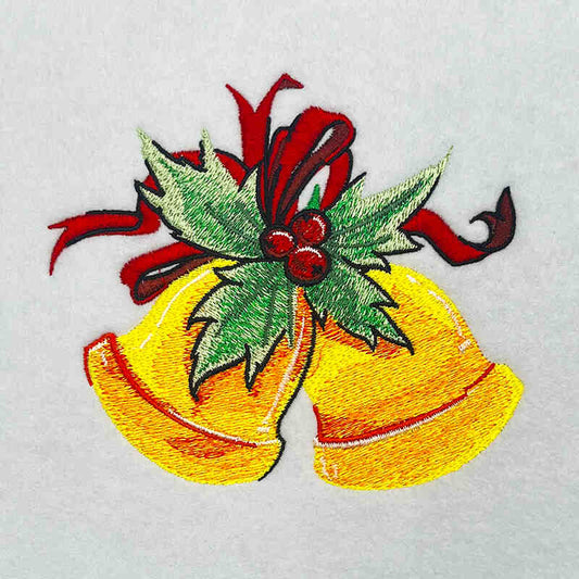Merry Christmas Bells Embroidery - Holiday Gift