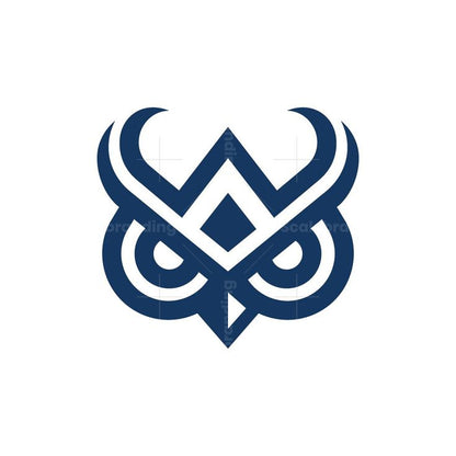Blue and white logo on a white background