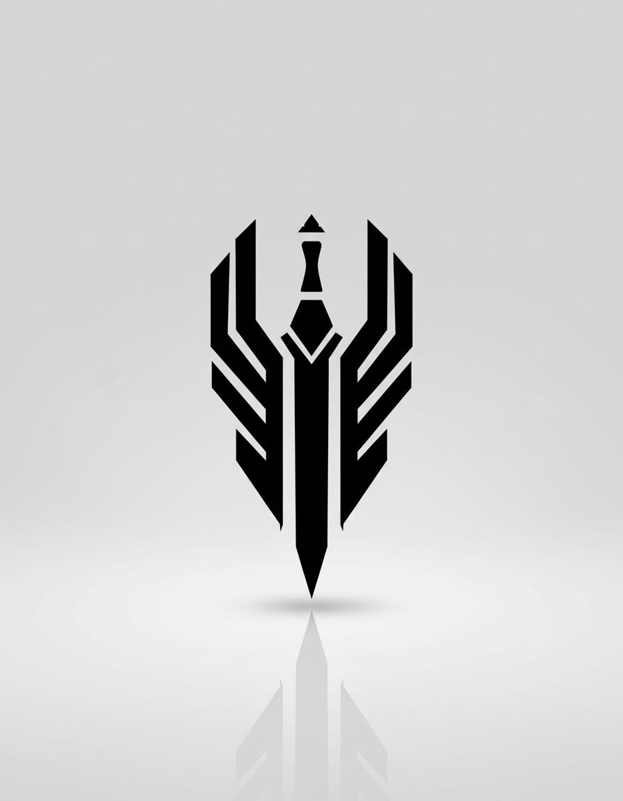 Black and white geometric symbol on a white background