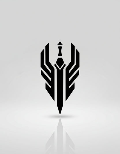 Black and white geometric symbol on a white background