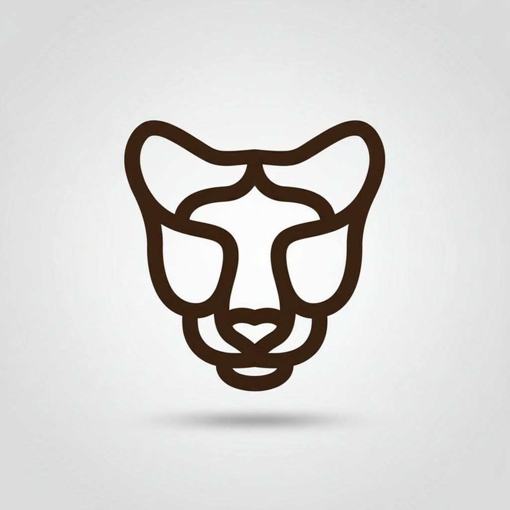 Brown panther logo on a white background