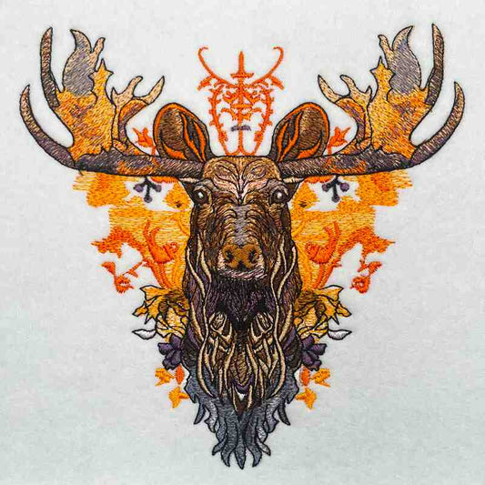 Blaze Orange Moose Embroidered Sweatshirt – Autumn’s Fiery Muse 🦌🔥 Artisan Crafted