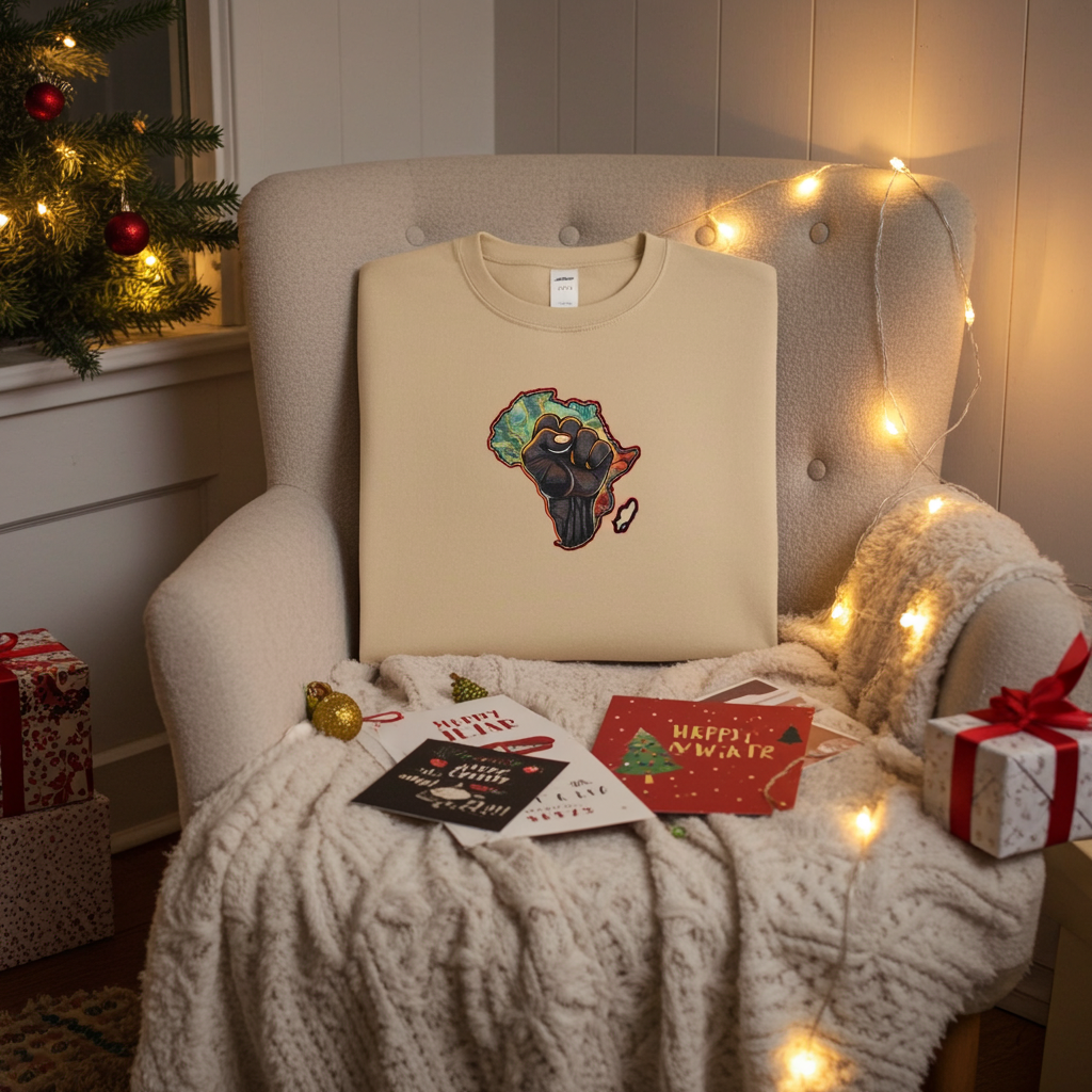 African Unity Fist — Embroidered Sweatshirt | Original EmbroMania Design