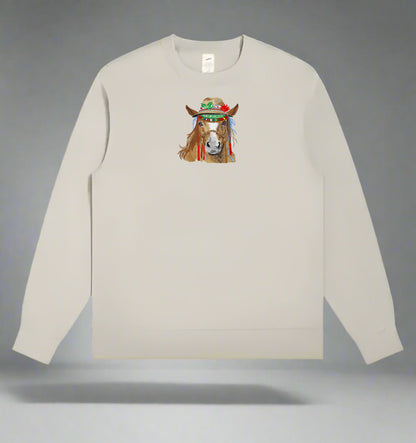 Bohemian Rhapsody: Wild Horse & Mandala Embroidered Sweatshirt – Free Spirit Artistry 🐎🌸 | Solo Artisan Crafted