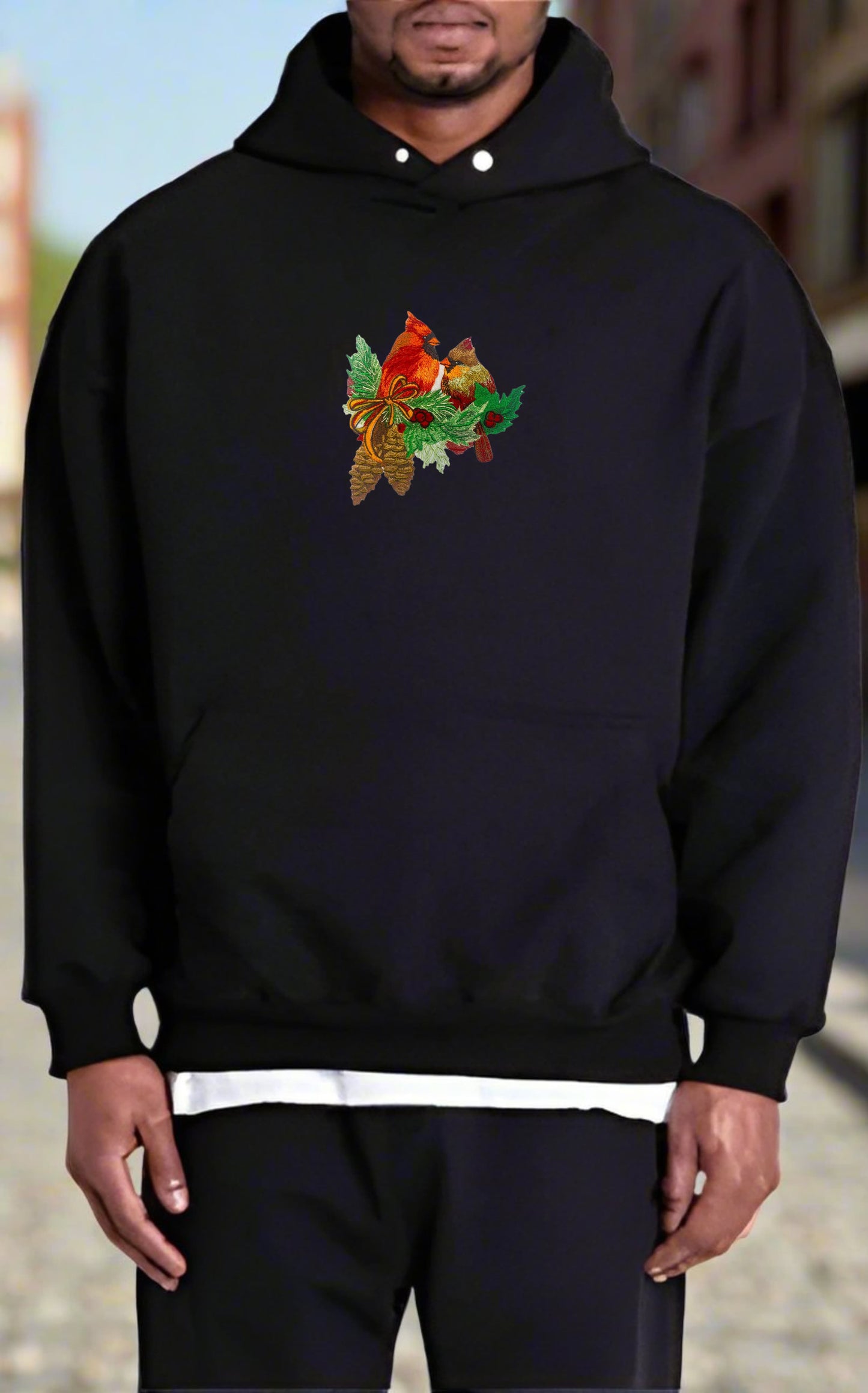 Winter Sanctuary: Cardinal & Pine Embroidered Collection (Sweatshirts, Hoodies & Totes) – Small Biz Crafted, 15% to Wildlife Conservation 🐦🌲 | Glow-in-the-Docknight Wilderness, Ethically Stitched