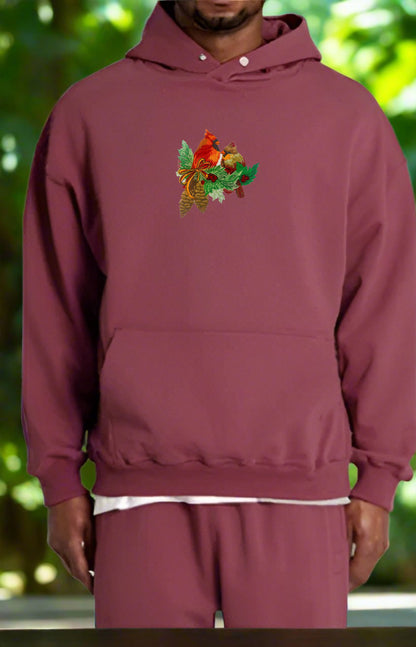 Winter Sanctuary: Cardinal & Pine Embroidered Collection (Sweatshirts, Hoodies & Totes) – Small Biz Crafted, 15% to Wildlife Conservation 🐦🌲 | Glow-in-the-Docknight Wilderness, Ethically Stitched