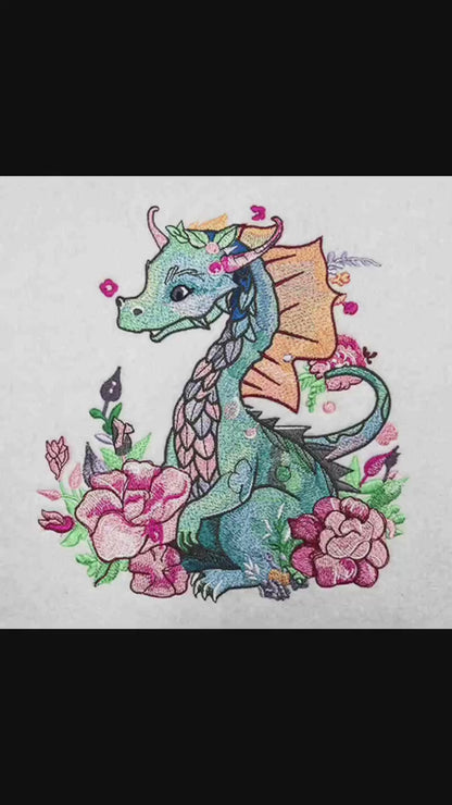 Embroidering a Floral Dragon in 60 Seconds! 