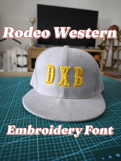 Western Rodeo Embroidery Font – Bold Vintage Letters & Numbers