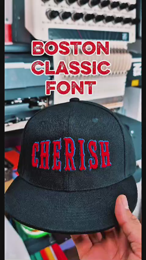 تصميم تطريز خط بوسطن ثلاثي الأبعاد مخصص - مجموعة روح الفريق الرياضية والجريئة للرياضة وملابس الشارع