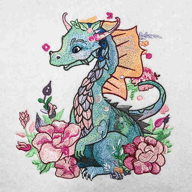 Embroidering a Floral Dragon in 60 Seconds! 
