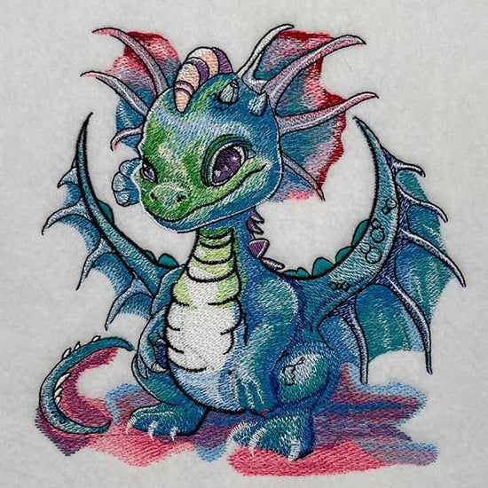 Playful Baby Dragon Embroidery 