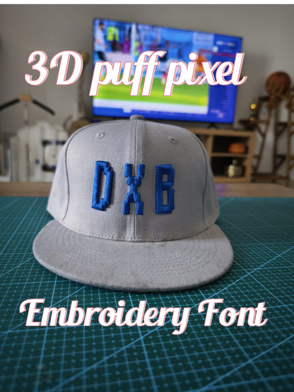 Pixel Puff Retro: 3D Atari-Inspired Embroidery Font Collection
