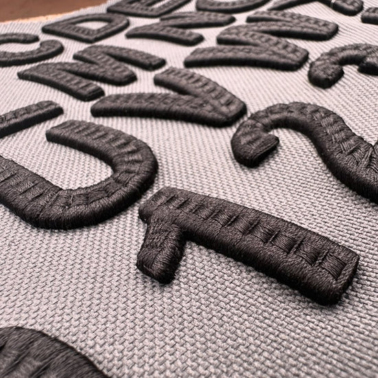 Blackout 3D Puff  CrossCenter Chain Stitch Embroidery Font