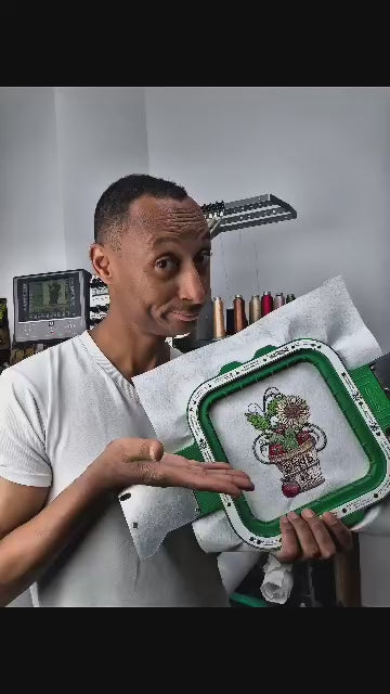 Embroidered basket of apples design with sunflower and green leaves, vintage style, "apples 5¢" text, perfect for sweatshirts, tote bags, hoodies .