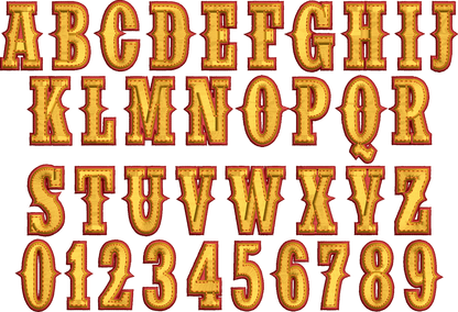 Western Rodeo Embroidery Font – Bold Vintage Letters & Numbers