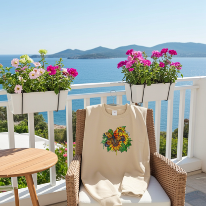Sunflower & Butterfly Embroidery – Bright Nature Sweatshirt