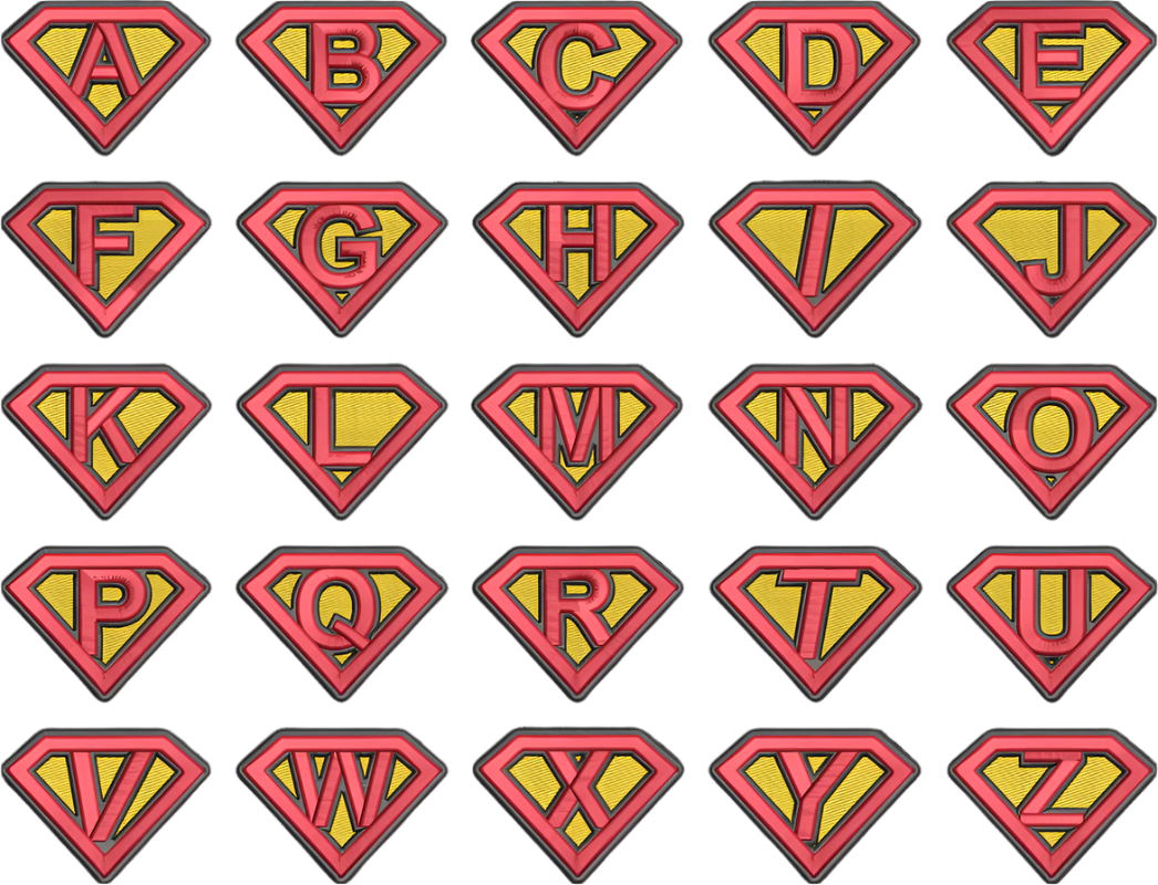 Superhero Shield Embroidery Font – Bold Alphabet Design